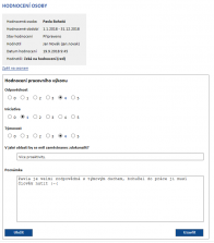 Vyplňování hodnocení osoby
