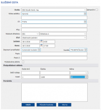 RON Portál - Hlavička služební cesty