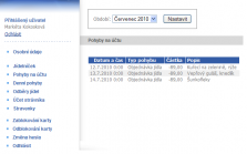 Přehled pohybů na účtu strávníka